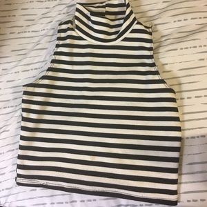 Black and white crop top with a turtle neck
